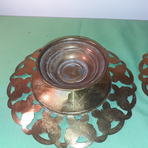 26 - Pair matching brass footed dishes.