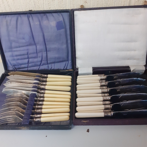 28 - 2 sets vintage EPNS fish knives and forks