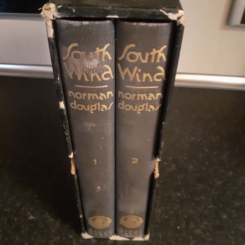 124 - South Wind, antique books, 1929. Volumes 1 and 2. Norman Douglas. Argus books.