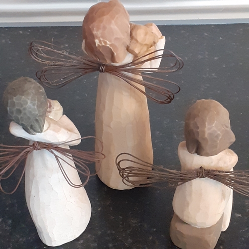 10 - 3 x Willow tree figures. Angel of friendship, Loving angel and  Angel of caring.