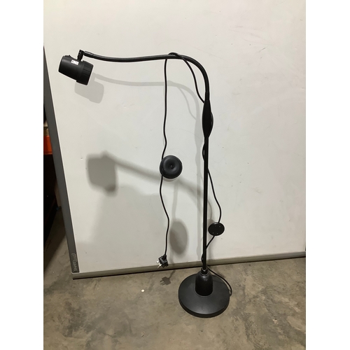 161 - Black floor standing adjustable neck lamp