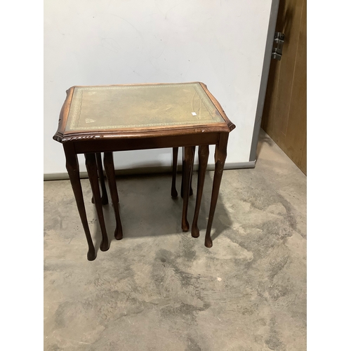 265 - Glazed & leather top nesting tables