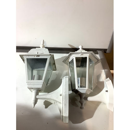 418 - 2x white lantern wall light fittings