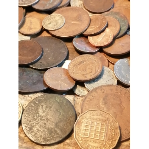 39A - Large wooden bowl (approx 12 inches diameter) filled with coinage (silver noted)