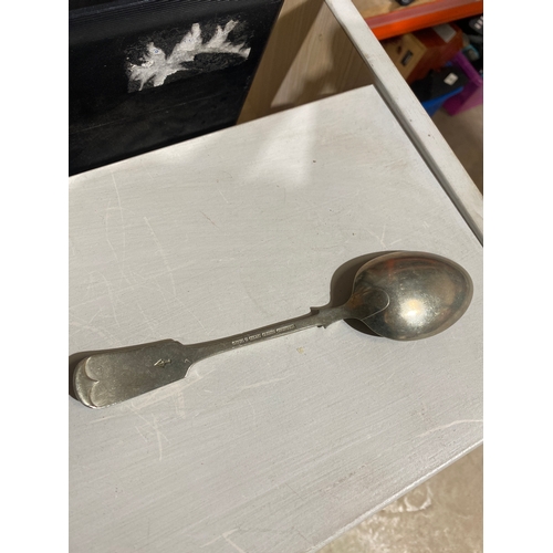 48A - WD war department Sheffield silver plate large spoon