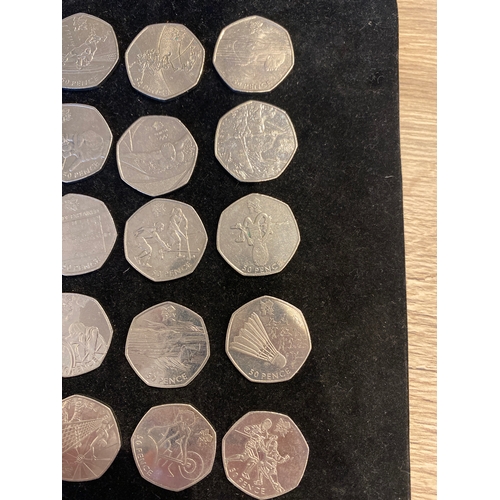 35B - 24x Olympic 50 pence coins inc Offside Explained, shooting, archery & more