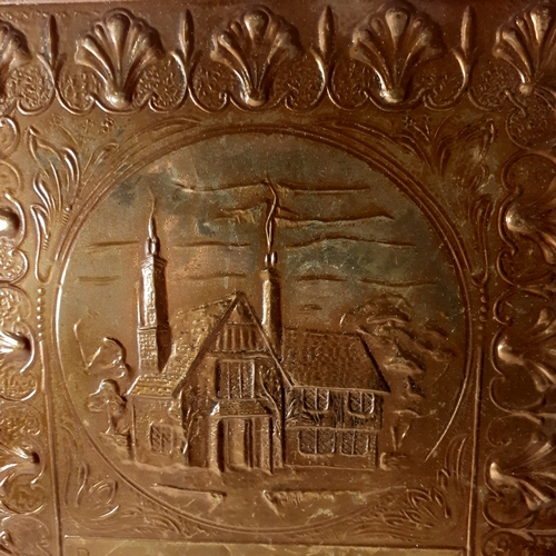 68 - Brass on wood wall plaque embossed with religious prayer 'Bless this house O Lord' approx 27 x 20cm