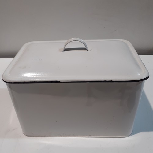 126 - Enamel bread bin. Approx 8 