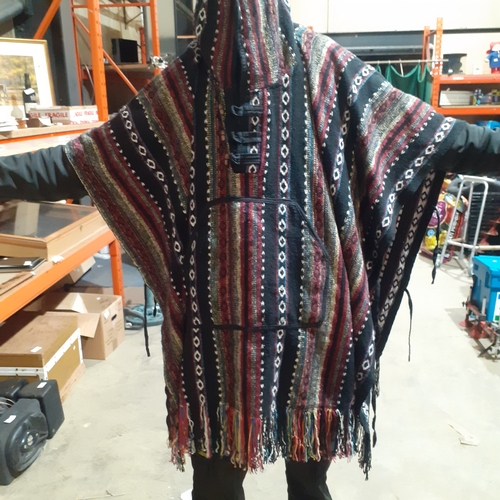 20 - Coloured woven Indian style shawl/cloak. Tasselled edges. Nice condition.