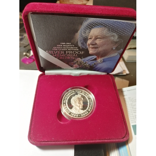 33A - 2002 silver proof 5 pounds coin in red velour presentation case with all documentation