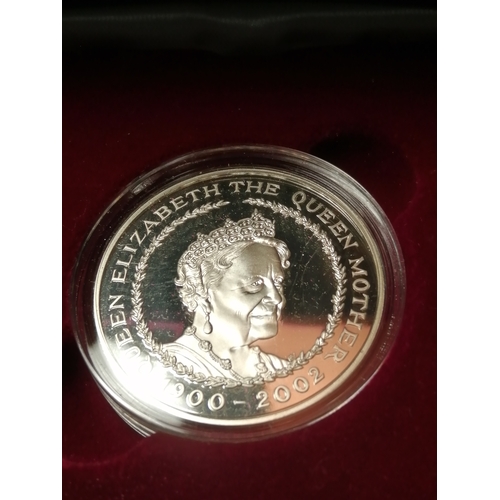 33A - 2002 silver proof 5 pounds coin in red velour presentation case with all documentation