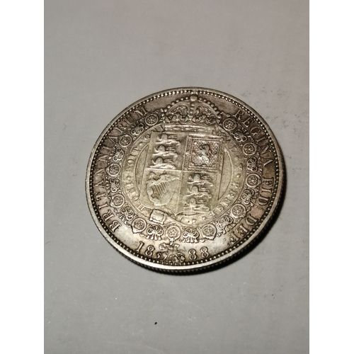 36A - 1888 Victorian halfcrown in good very fine condition