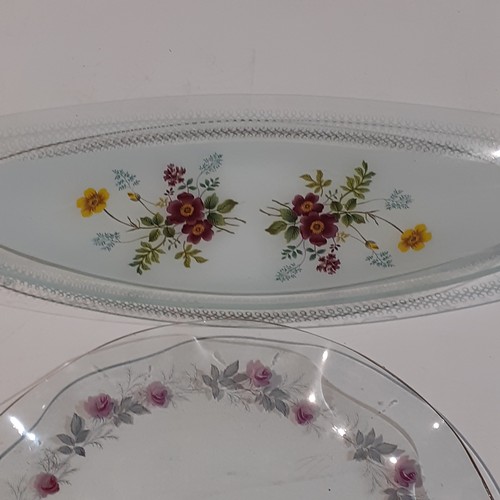 11 - 2 pretty flower design glass cake/treat plates. No damage