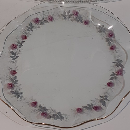 11 - 2 pretty flower design glass cake/treat plates. No damage