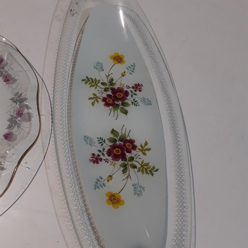 11 - 2 pretty flower design glass cake/treat plates. No damage