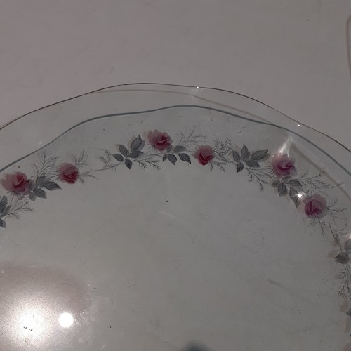 11 - 2 pretty flower design glass cake/treat plates. No damage