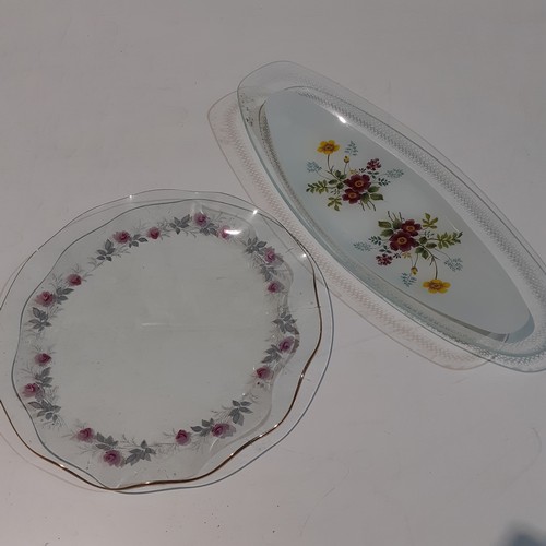 11 - 2 pretty flower design glass cake/treat plates. No damage