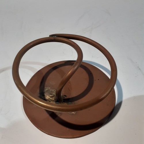 149 - Copper dualwick oil burner. Approx 14” tall