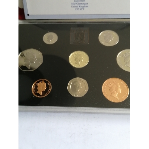 30A - 1990 proof set 1 pound to 1p (8 coins) in red deluxe leather case