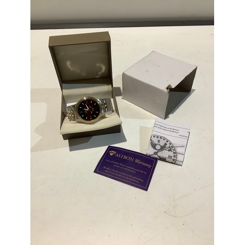 282 - Astron gold plated watch with box - working