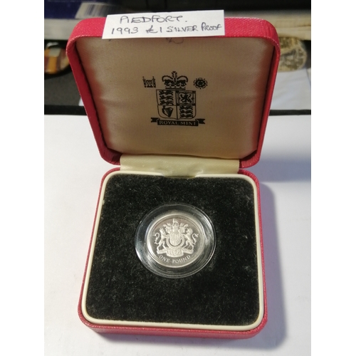 33A - 1993 silver proof piedfort 1 pound coin