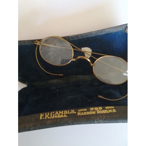 41A - Pair of vintage spectacles (possibly Victorian) with case