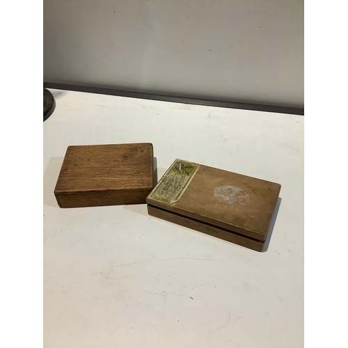 307 - 2x wooden cigar boxes - one stamped Harrods