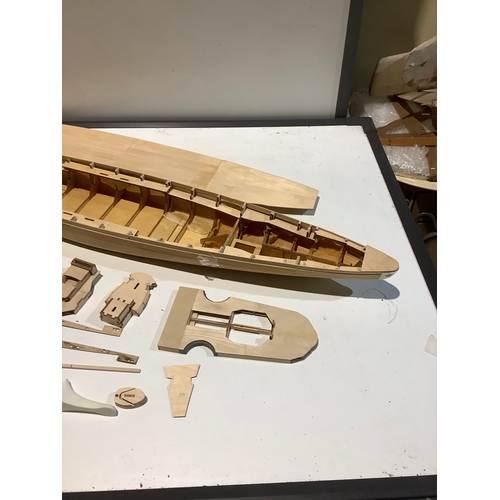 310 - Large (1.2m) hand made wooden boat - started but looks unfinished