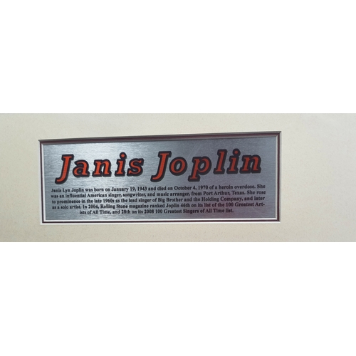 100A - Janis Joplin print with a silver colour metal plaque and double mounts. In clear packaging. Size: 44... 