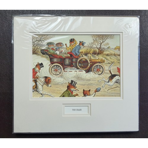 108A - Set of 3 Fox Hunt prints in double mounts. “The Hunt Breakfast”, “The Off” and “The Chase”. Individu... 