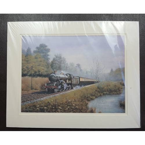 118A - Train print in double mounts. Individually sealed. Size: 51cm x 41cm.