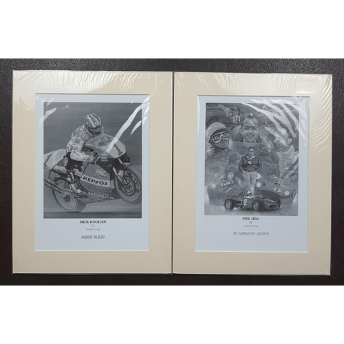 323 - 2 prints by Stephen Doig. “Phil Hill an American Legend” and “Mick Doohan Aussie Rules”. Individuall... 