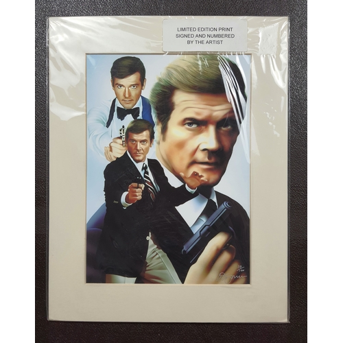 326 - Signed limited edition (10/100) colour print of Roger Moore as James Bond.  In sealed package. Size:... 