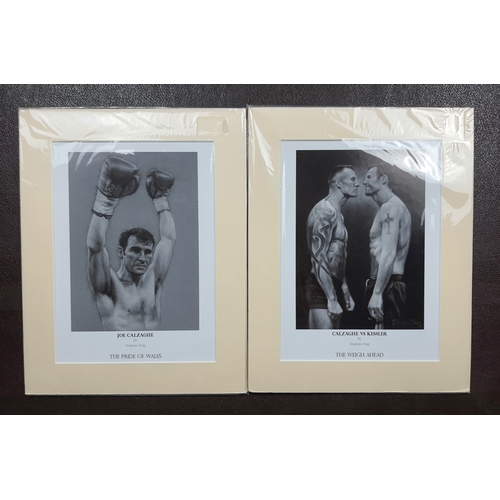 328 - 2 prints by Stephen Doig. “”Joe Calzaghe The Pride of Wales”” and “Calzaghe versus Kessler The Weigh... 