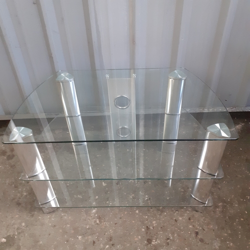 29 - 3 tier glass television cabinet. Nice solid piece in excellent condition