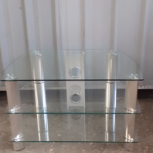 29 - 3 tier glass television cabinet. Nice solid piece in excellent condition