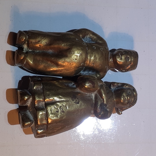 13 - 2 small but heavy solid brass dutch figures. Man and woman