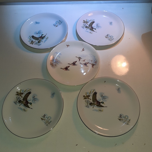 14 - 5 x Alfred Meakin plates depicting ducks and pheasants.