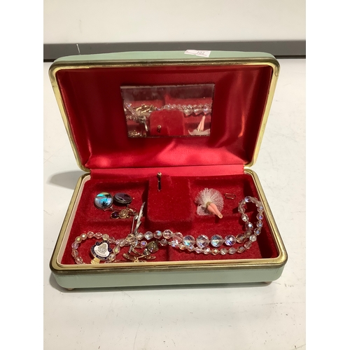 33 - Small jewellery box with contents of custome jewellery