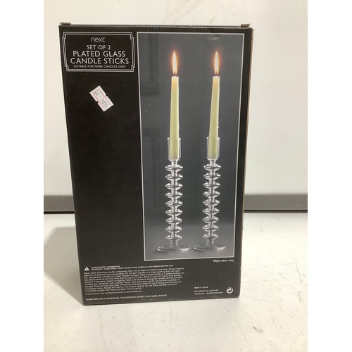 309 - Set of 2 plated glass candle sticks