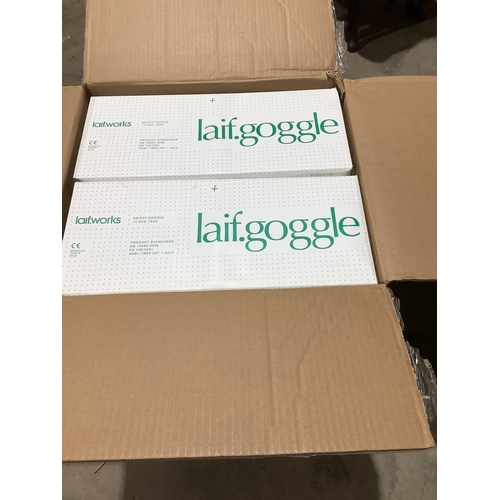 156 - Large box of 10x boxes of safety goggles - each with 15 goggles so 150 goggles in total