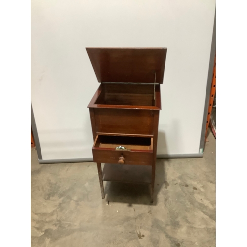 273 - Dark wood decorative small side table with drawer & key