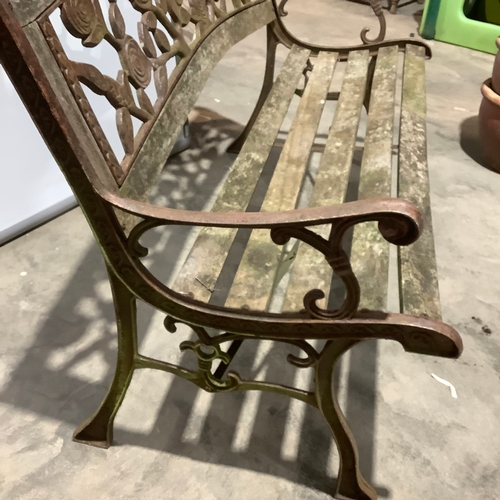 332 - Garden bench with rose detailed bench ends and back rest