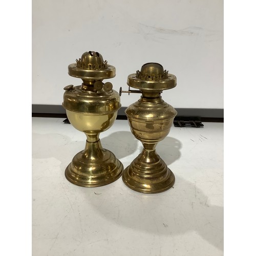 77 - Two vintage brass oil lamps