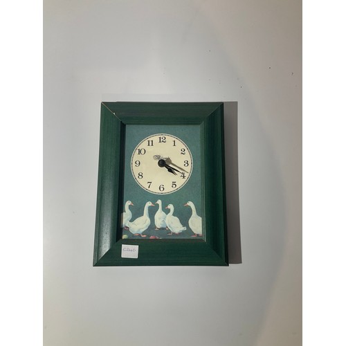 84 - Framed wall clock depicting geese