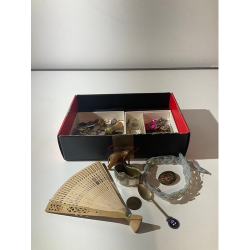 92 - Box of mixed costume jewellery and other small items