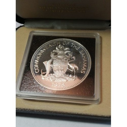 24B - Bahamas 1978 ten dollars silver proof coin in presentation box 45.36 grams of 0.5 silver