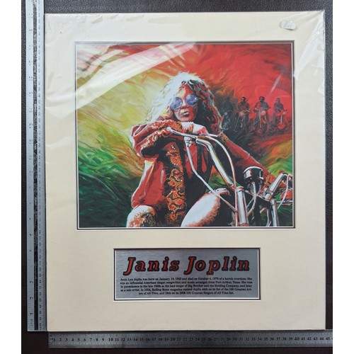 100A - Janis Joplin print with a silver colour metal plaque and double mounts. In clear packaging. Size: 44... 