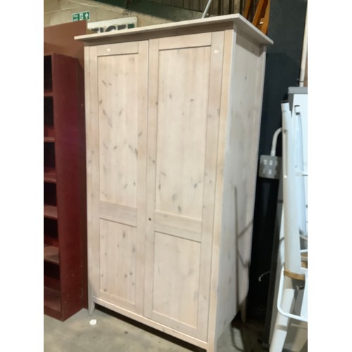 439 - Large wood distressed double wardrobe