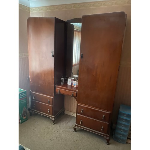 429 - 2 hardwood matching hall closet wardrobes with drawers